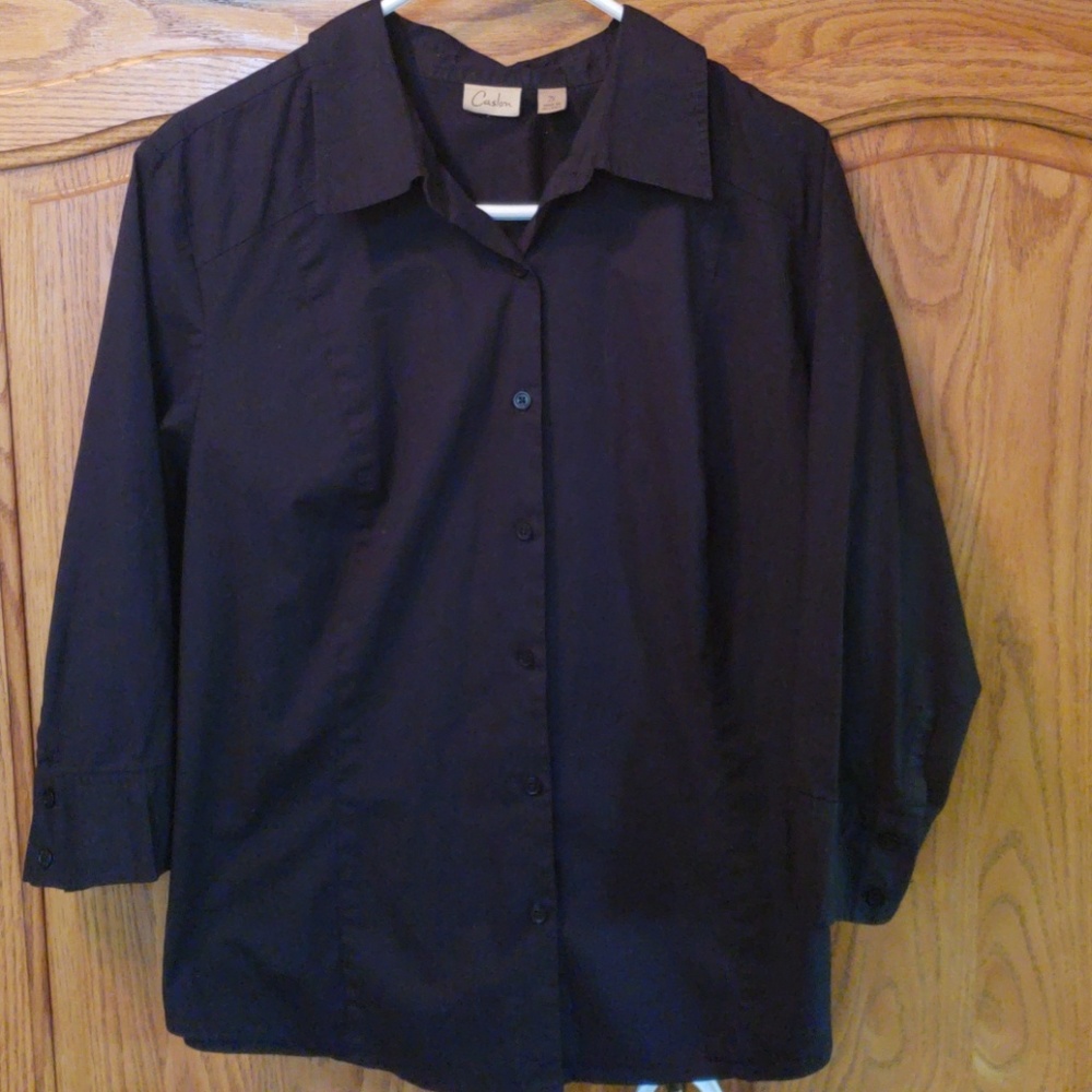 Carlson Black 2X Button down 3/4 shirt